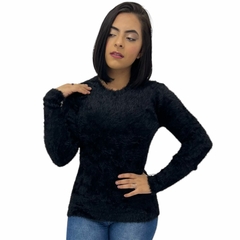 Blusa Casaco Feminina Pelinho Grosso Gola Redonda Felpudo na internet