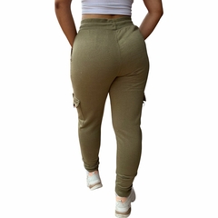 Calça Flanelada Moletom Cargo Com Punho e Bolço Feminina - comprar online