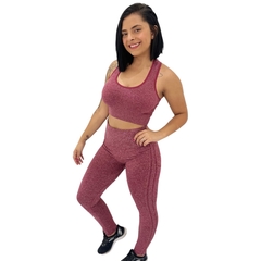 Imagem do Conjunto Academia Calça Legging Blusa e Top Fitness Feminina