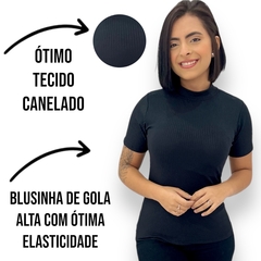 Blusinha Feminina Canelada Gola Alta De Manguinha Sem Bojo - loja online