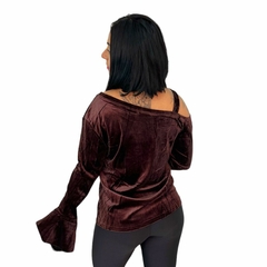 Imagem do Blusinha Blusa Feminina Manga Longa Morcego Camurça Inverno