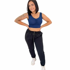 Calça Moletom Feminina Flanelada Lisa Sem Estampa Com Punho