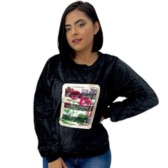 Blusa De Frio Feminina Aveludada Manga Longa Gola Careca