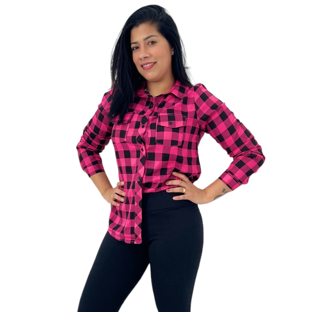 Camisa Xadrez Feminina Manga Longa para Festa Junina em Promoção