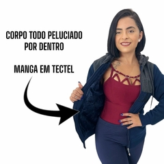 Imagem do Blusa Moletom Feminina Aberta Capuz Peluciada Por Dentro