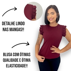 Imagem do Blusinha Feminina Caneladinha Manguinha Morcego Sem Bojo