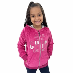 Blusa De Frio infantil Menina Veludo Ziper Capuz Estilosa