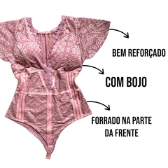 Body Bori Manguinha De Renda Tamanho Grande Moda Plus Size