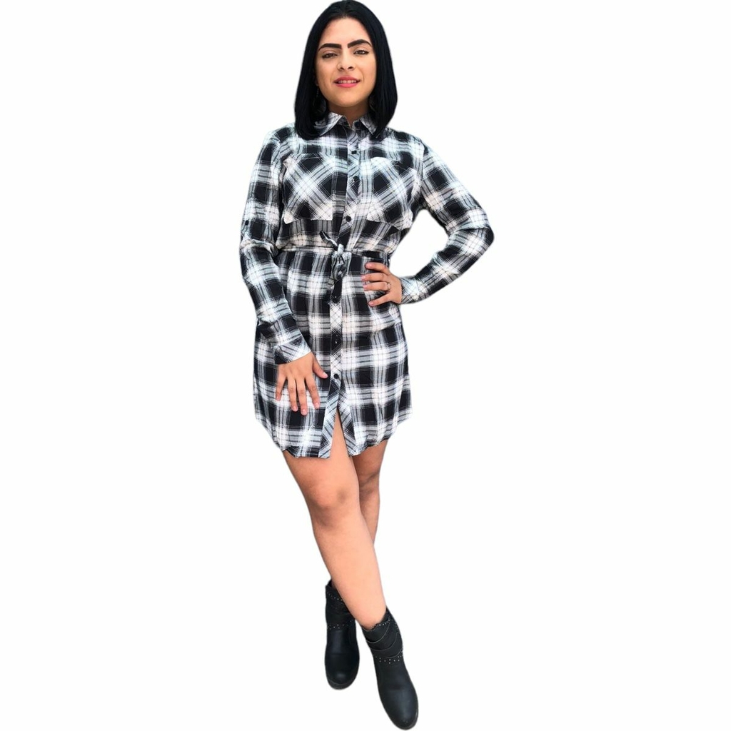 VESTIDO CHEMISE XADREZ - Loja Online de Roupas Femininas, xadrez brasil  loja 