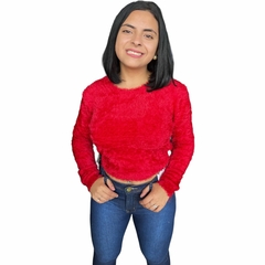 Blusa Cropped Feminina Pelinho Gola Redonda Inverno Felpudo - comprar online