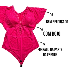 Body Bori Manguinha De Renda Tamanho Grande Moda Plus Size na internet