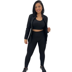 Conjunto Academia Calça Legging Blusa e Top Fitness Feminina - ANJ MODAS