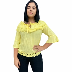 BLUSINHA FEMININA CIGANINHA TRES QUARTOS COM RENDA - ANJ MODAS