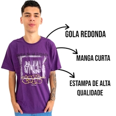 Camiseta Masculina Manga Curta Gola Careca Estampada Basica - comprar online