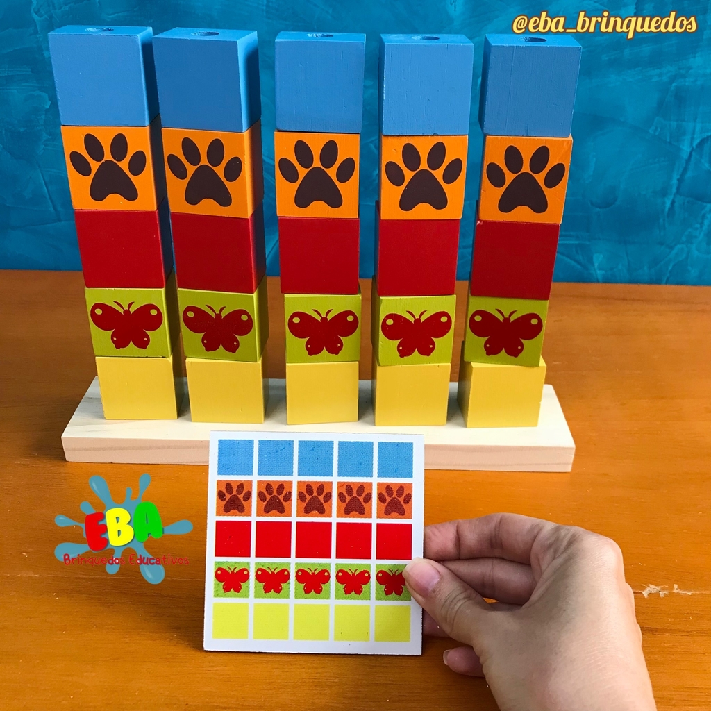 Jogo Educativo de Montar Blocos e Cubos Seriados Carimbras