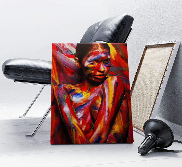 Quadro Pintura Colorida Corpo da Mulher - 4K PREMIUM