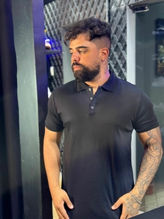 Camisa Polo Lê Pug gola texturizada - Preta