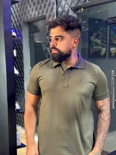 Camisa Polo Lê Pug botão - Verde Musgo