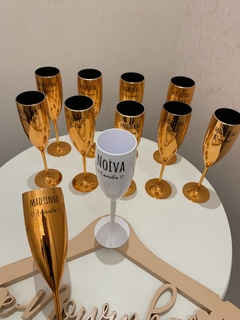 Taças Champagne Metalizadas Personalizadas
