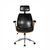 Cadeira Office Lisboa PU com Encosto - Preto e Marrom - comprar online