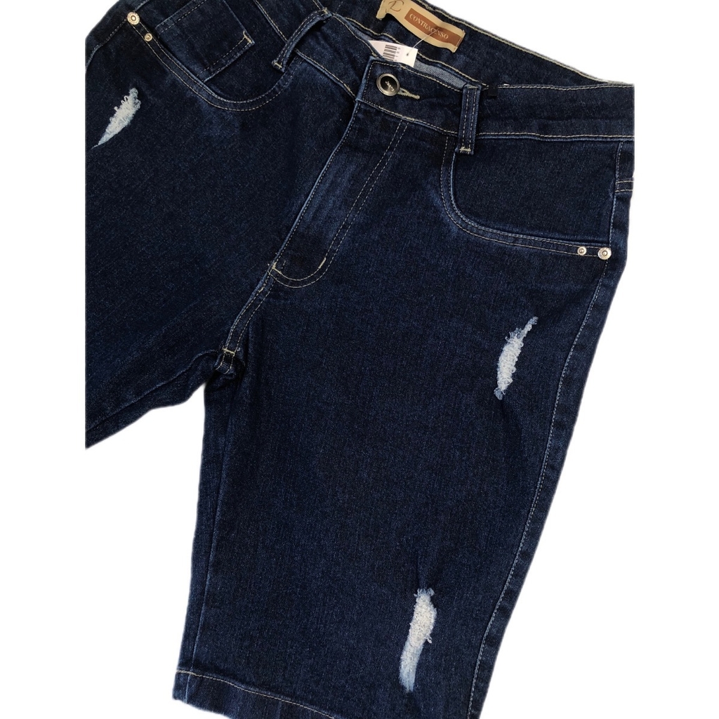Bermuda Plus Size Pedalete Jeans Escuro