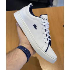 Sapatênis courino lacos - Branco com Azul - Masculino - Tenislegal