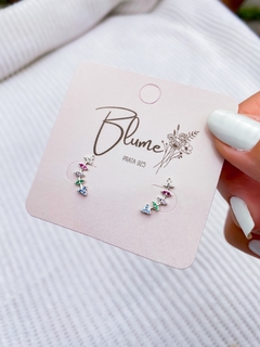 Brinco ear cuff zirconias coloridas prata 925 - comprar online