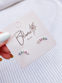 Brinco ear cuff zirconias coloridas prata 925 na internet