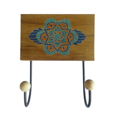 Cabideiro de parede pinus mandala floral 2 ganchos. - comprar online