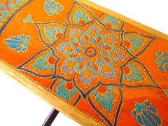 Cabideiro de parede laranja de madeira com mandala 3 ganchos sob encomenda - Mama Gipsy