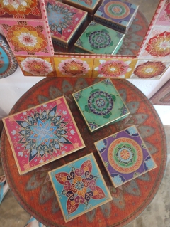 Porta Jóias Mandala Pequeno Quadrado Flocado com Aneleira - Mama Gipsy