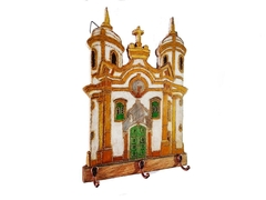 Porta Chaves Igreja Mineira Colonial 3 ganchos Ouro Preto na internet