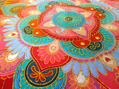 Mandala 45 Cm Pirogravada E Pintada A Mão Mama Gipsy Feito por Encomenda. - Mama Gipsy