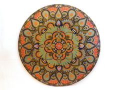 Mandala 60 Cm Pirogravada E Pintada A Mão Mama Gipsy Feito por Encomenda.