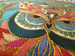 Mandala floral coruja colorida a mão 34 cm. - loja online
