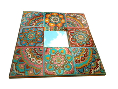 Moldura de espelho artesanal decorativa com mandalas Mama Gipsy