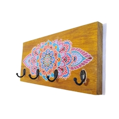 Porta Chaves decorativo 4 ganchos com mandala floral SOB ENCOMENDA - comprar online