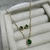 Conjunto Gota Verde Cravejado Banhado a Ouro 18k