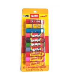 Lip Balms Flavored, Pack 10un | M&M, Skittles, Starburst scented