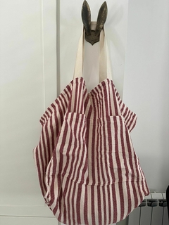 bolso lino rayado - comprar online