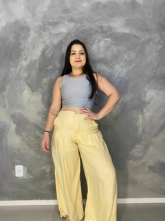 Calça Pantalona Creme com zíper