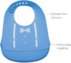 Babador de Silicone com Pega Migalhas - Menino, Buba, Azul - comprar online