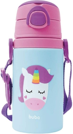 Garrafinha de Aluminio com Canudo Animal Fun, BUBA UNICORNIO