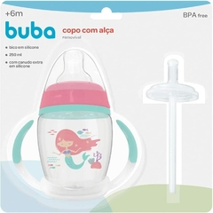 Copo Com Alca Removível Com Canudo Extra, Buba, Rosa