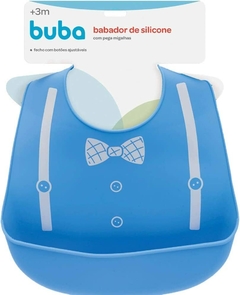 Babador de Silicone com Pega Migalhas - Menino, Buba, Azul