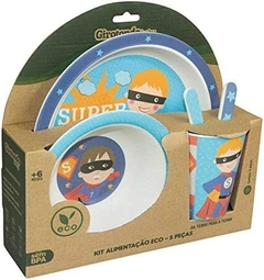 Kit Alimentacao Super Heroi 5 Pcs Eco Redondo, Girotondo Baby, Super Herói