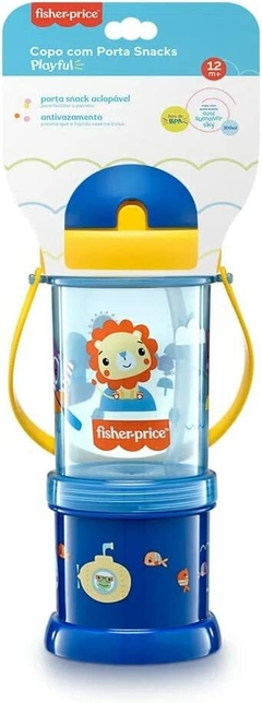 Copo Com Porta Snack Playfyl Azul Summer Sky Fisher Price na internet