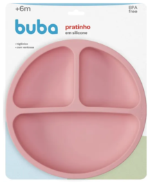 PRATINHO EM SILICONE COM VENTOSA AZUL/ROSA - BUBA - JH Empório