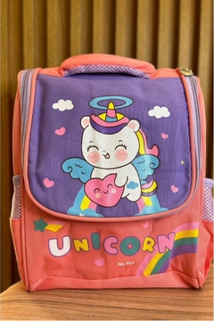 BOLSA TÉRMICA INFANTIL DE UNICORNIO ROSA/ROXO