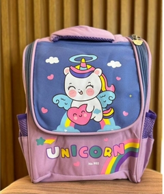 BOLSA TÉRMICA INFANTIL DE UNICORNIO ROSA/ROXO - JH Empório